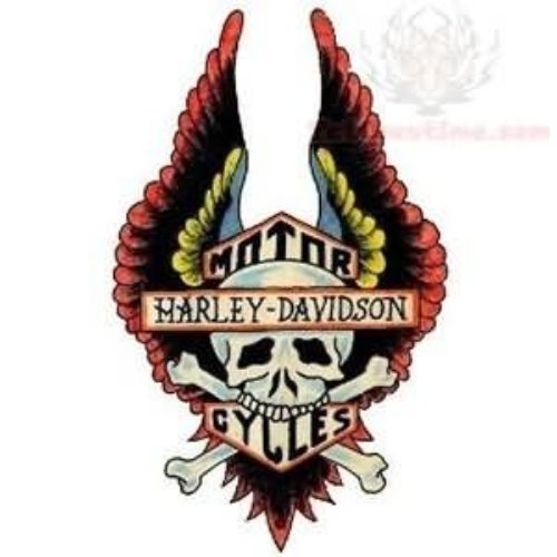 Harley Davidson Winged Cross Tattoo Design